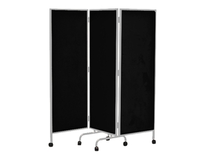 Mobile Folding Partition shown in Silver and Black