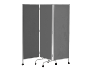 Mobile Folding Partition shown in Silver and Grey 